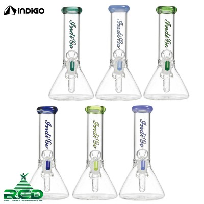 WATER PIPE INDIGO WITH PINCH COLOR MOUTHPIECE AND VERTICALLY STILTED DOWN STEM WPI1500 1CT